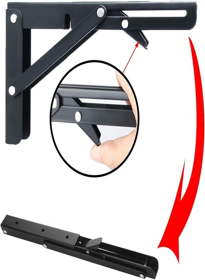 Hovico Folding Shelf Brackets, Heavy Duty Shelf Brackets Collapsible L Shelf Brackets, DIY Wall Mounted Folding Table Hinge, Space Saving for Bench Table with Screws ((16 INCH-40CM)) - Image 5